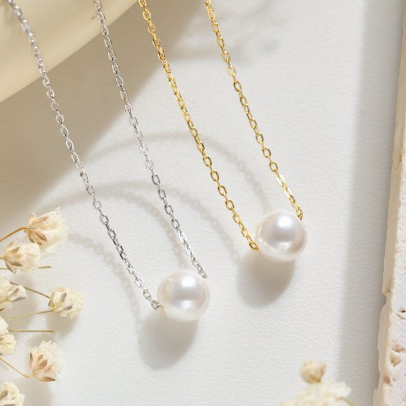 .925 Sterling Silver Vermeil Pearl Necklace with 14K Gold Plating - Picture 8 of 10